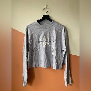 Calvin Klein long sleeve mock neck graphic tee NWT